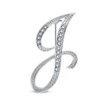 Large Statement ABC Pave Crystal Monogram Brooch Pin Silver or Gold Plated - Image 5
