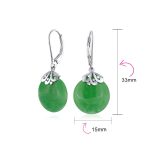 Set of 2 Filigree Lever Back Gemstones Turquoise & Jade Disc Dangle Earrings - Image 5