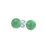 Classic 6MM Light Orange Coral Gemstone Drop Ball Earrings in Sterling Silver - Image 3