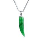 Protection Tooth Amulet Green Jade Gemstone Pendant Necklace