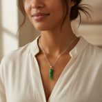 Protection Tooth Amulet Green Jade Gemstone Pendant Necklace - Image 3