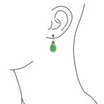 Boho Bali Dangle Gemstone Earrings Green Jade Marcasite - Image 3