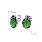 Native American Style Gemstone Bezel Leaf Rope Stud Earrings in Sterling Silver - Image 23