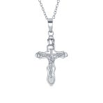 Religious Jesus Passion Crucifix Cross Pendant Necklace Matte .925 Sterling Silver 18 Inch