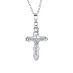 Religious Jesus Passion Crucifix Cross Pendant Necklace Matte .925 Sterling Silver 18 Inch