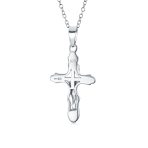 Religious Jesus Passion Crucifix Cross Pendant Necklace Matte .925 Sterling Silver 18 Inch - Image 2