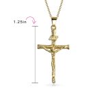 Traditional Jesus Inri Crucifix Cross Pendant Necklace Two Tone 18K Gold Plated - Image 6