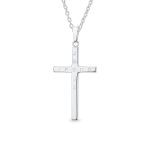 Unisex Sterling Silver Jesus Cross Pendant Necklace - Simple Religious Design