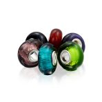 Mixed Spacer Set Murano Glass Charm Bead Jewel Tones Sterling Silver Core - Image 2