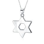 Magen Judaic Jewelry Inlay Created Blue Opal Star Of David Pendant Necklace .925 Sterling Silver - Image 4