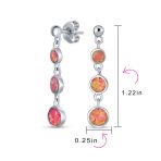 Geometric Dangle Gemstone Earrings with Opal and 14K Gold Plated Sterling Silver - Image 10