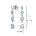 Geometric Dangle Gemstone Earrings with Opal and 14K Gold Plated Sterling Silver - Image 11