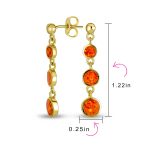 Geometric Dangle Gemstone Earrings with Opal and 14K Gold Plated Sterling Silver - Image 12