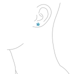 Created Blue Opal Inlay Petals Flower Stud Earrings .925 Sterling Silver - Image 5