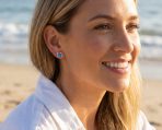 Gemstone Pink Blue White Opal Stud Earrings Sterling Silver October Birthstone - Image 8
