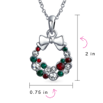 Christmas Jewelry Set Bow Red Green White Crystal Wreath Stud Earrings Pendant - Image 4