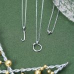 Delicate Pave CZ Block Letter Alphabet Pendant Necklace Sterling Silver - Image 66