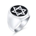 Religious Magen Judaic Star Of David Signet Band Ring Silver Stainless Steel