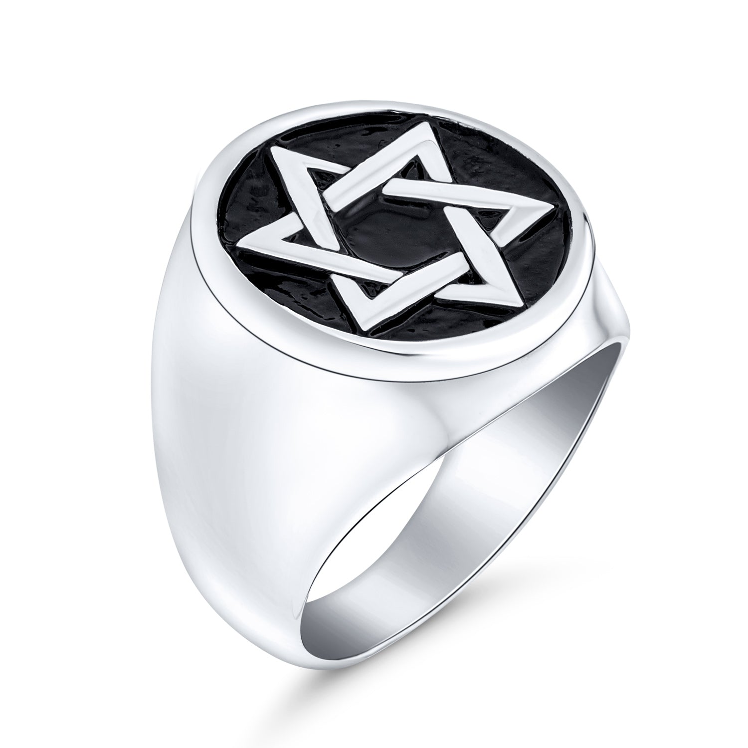 judaic-star-david-steel-ring_cdl-csr20103_1 Religious Magen Judaic Star Of David Signet Band Ring Silver Stainless Steel - Image 1