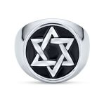 Religious Magen Judaic Star Of David Signet Band Ring Silver Stainless Steel - Image 2