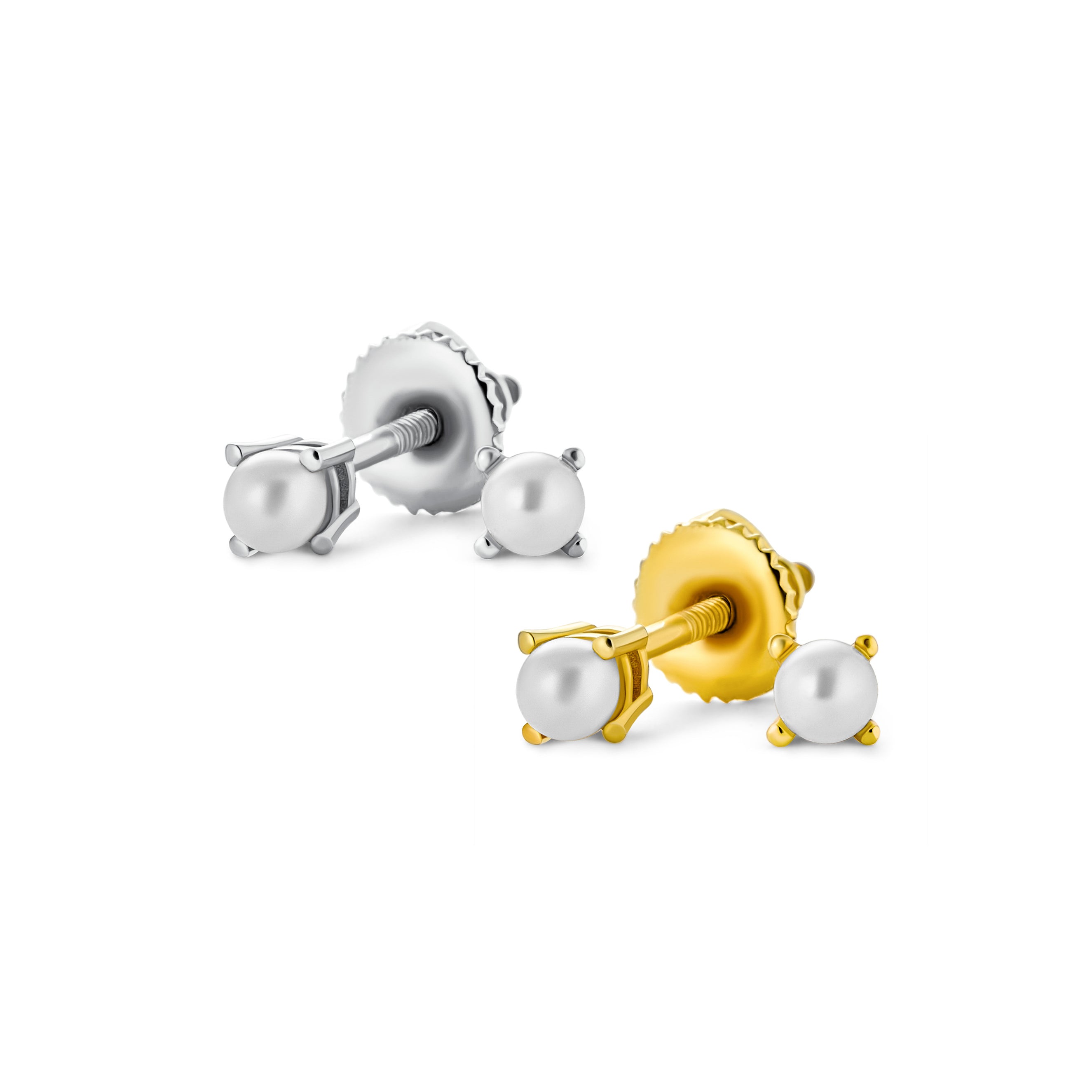june-pearl-stud-earrings-gold-sls-e1006-3-fpset-az Set of 2 Tiny Freshwater Pearl Stud Earrings Silver Gold Plated Sterling Silver - Image 1