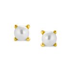Set of 2 Tiny Freshwater Pearl Stud Earrings Silver Gold Plated Sterling Silver - Image 2