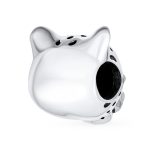 Jaguar Panther Charm Bead with Green CZ Eyes Oxidized Silver for Bracelets - Image 2
