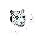 Jaguar Panther Charm Bead with Green CZ Eyes Oxidized Silver for Bracelets - Image 4