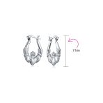 BFF Love Heart Celtic Claddagh Hoop Huggie Earrings Silver - Image 4