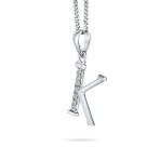 Delicate Pave CZ Block Letter Alphabet Pendant Necklace Sterling Silver - Image 25