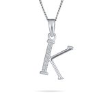Delicate Pave CZ Block Letter Alphabet Pendant Necklace Sterling Silver - Image 9