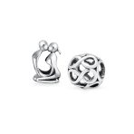 Set of 2 Kissing Lovers & Valentine Heart Knot Charm Bead Sterling Silver Fits European Bracelet