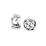 Set of 2 Kissing Lovers & Valentine Heart Knot Charm Bead Sterling Silver Fits European Bracelet