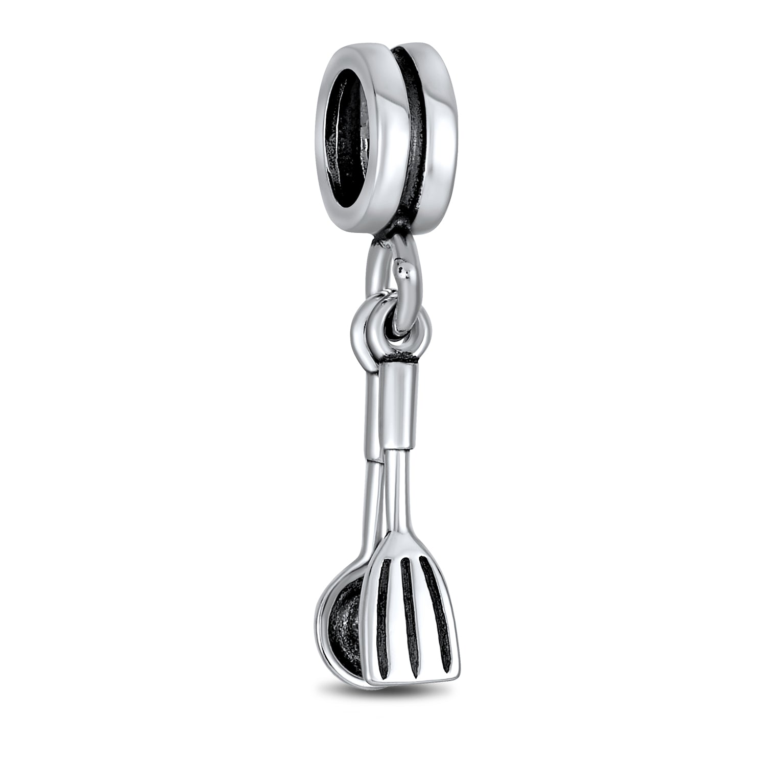 kitchen-food-charm-fork-spoon_pbx-hsd-122_1 Chef Cook Culinary Utensils Dangle Charm Bead Sterling Silver for Bracelet - Image 1