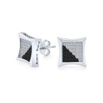 Black Yellow Blue Square CZ Stud Earrings Sterling Silver