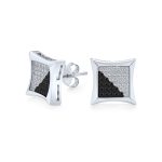 Black Yellow Blue Square CZ Stud Earrings Sterling Silver