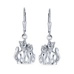 Best Friend Animal Lover BFF Kitten Dangle Earrings  Sterling Silver - Image 2