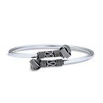 Western Style Knotted Ball Bangle Bracelet Stackable Oxidized Silver Cuff