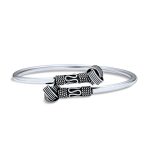 Western Style Knotted Ball Bangle Bracelet Stackable Oxidized Silver Cuff