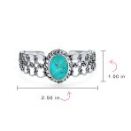 Western Style Oval Turquoise Cabochon Rope Lattice Wide Cuff Bracelet .925 Sterling Silver - Image 4