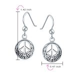 Retro Celtic Knotwork Dangle Earrings in Oxidized  Sterling Silver - Image 2