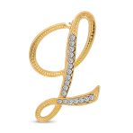 Large Statement ABC Crystal Letters Initial Scarf Lapel Pin Brooch Gold Plated - Image 5