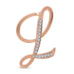 Large Statement ABC Crystal Letters Initial Scarf Lapel Pin Brooch Rose Gold Plated - Image 3