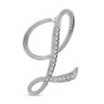 Large Statement ABC Pave Crystal Monogram Brooch Pin Silver or Gold Plated - Image 7