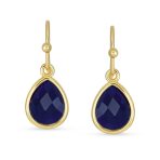 Gemstone Jewelry Set Teardrop Drop Earring Fish Hook Gold Plated - Image 5