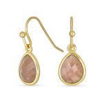 Gemstone Jewelry Set Teardrop Drop Earring Fish Hook Gold Plated - Image 2