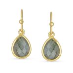 Gemstone Jewelry Set Teardrop Drop Earring Fish Hook Gold Plated - Image 7