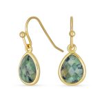 Gemstone Jewelry Set Teardrop Drop Earring Fish Hook Gold Plated - Image 4