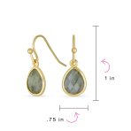 Gemstone Jewelry Set Teardrop Drop Earring Fish Hook Gold Plated - Image 15