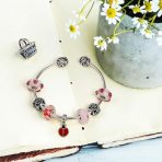 Flower Garden Black Rose Charm Bead in Oxidized Sterling Silver for Bracelets - Image 4